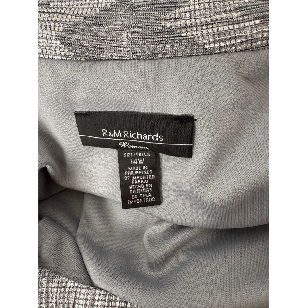 R&M Richards 2 Pc Metallic Pantsuit Set Silver Gray Plus 14W Formal Evening‎ MOB - Picture 9 of 16